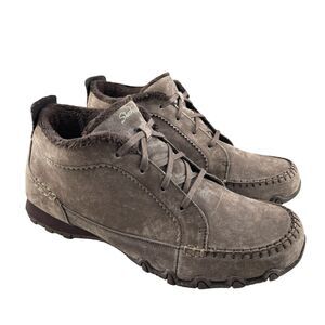 Skechers Bikers Lineage Chukka Boots 9‎ Wide Brown Suede Faux Fur Memory Foam